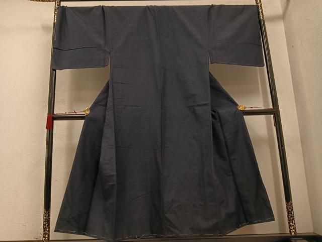 平和屋着物 男性 紬 アンサンブル 色無地 藍鉄色 正絹 AABC8062ph