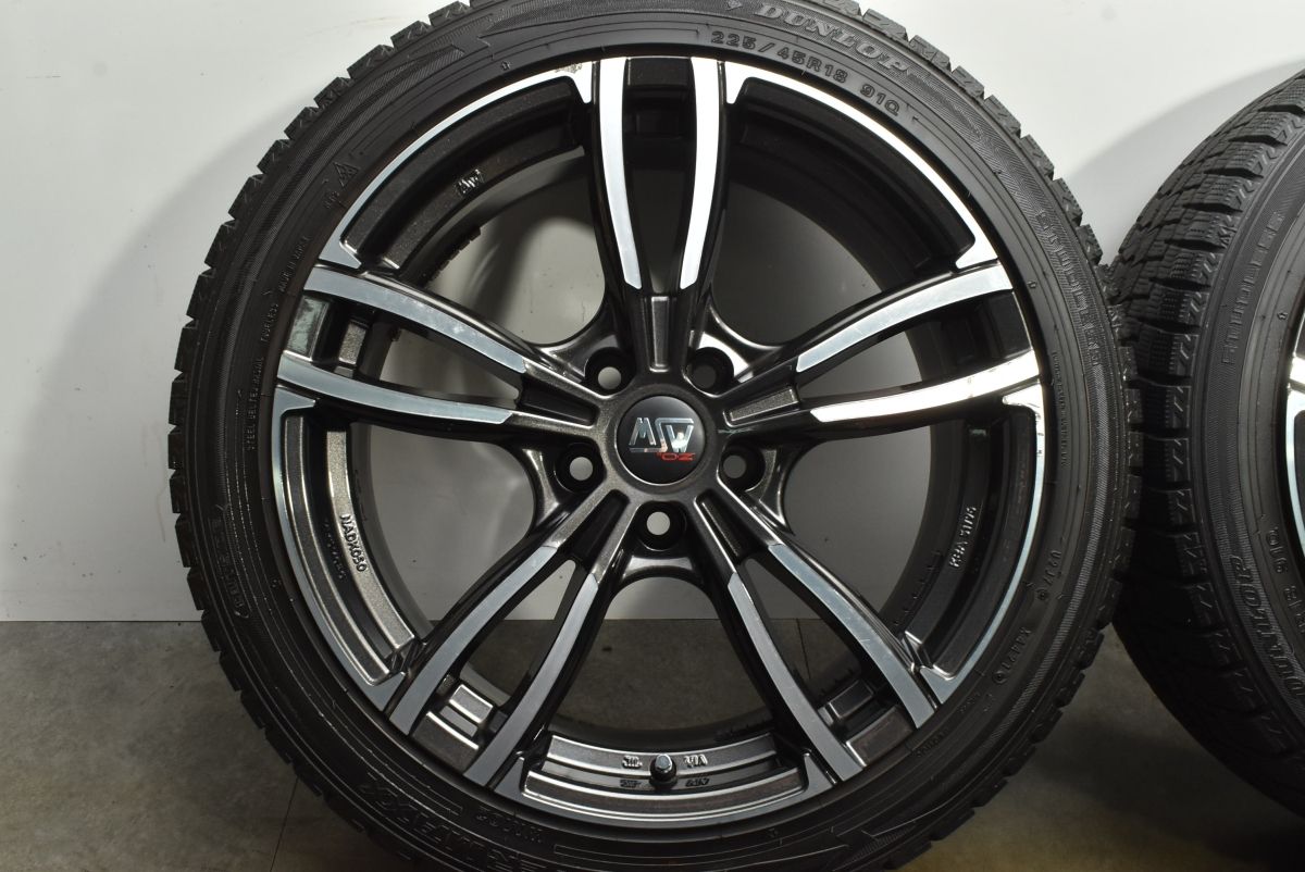  バリ溝 MSW 73 18 in 8 J 28 PCD 112 ダンロップ ウィンターマックス WM 02 225 45 R BMW 3シリーズ スタッドレス 交換用 18インチ タイヤ ホイールセット