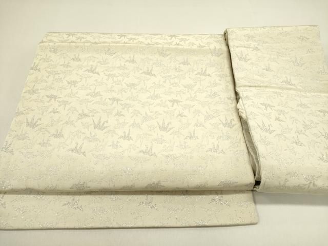 平和屋着物 つけ帯 折り鶴 銀糸 正絹 op