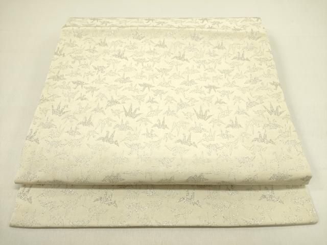 平和屋着物 つけ帯 折り鶴 銀糸 正絹 op