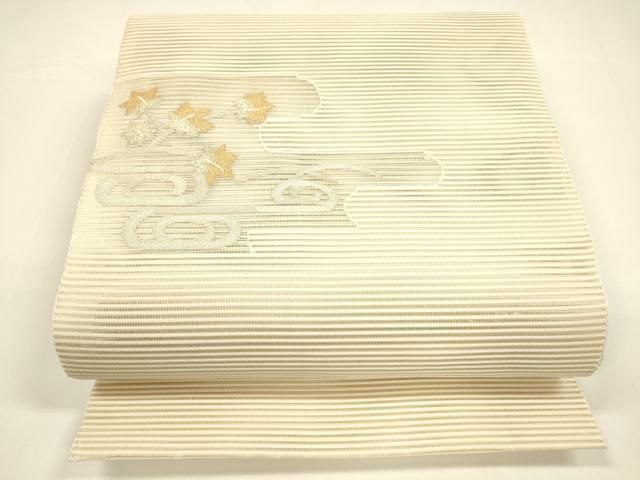 平和屋着物 夏物 八寸名古屋帯 絽綴れ 流水枝葉文 金銀糸 正絹 cm