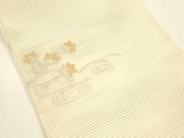 平和屋着物 夏物 八寸名古屋帯 絽綴れ 流水枝葉文 金銀糸 正絹 cm