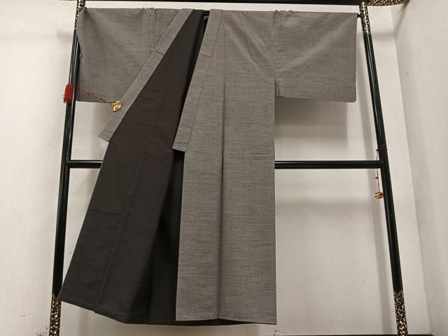 平和屋着物○男性 本場結城玉紬 アンサンブル 色無地 利休白茶色 結織  