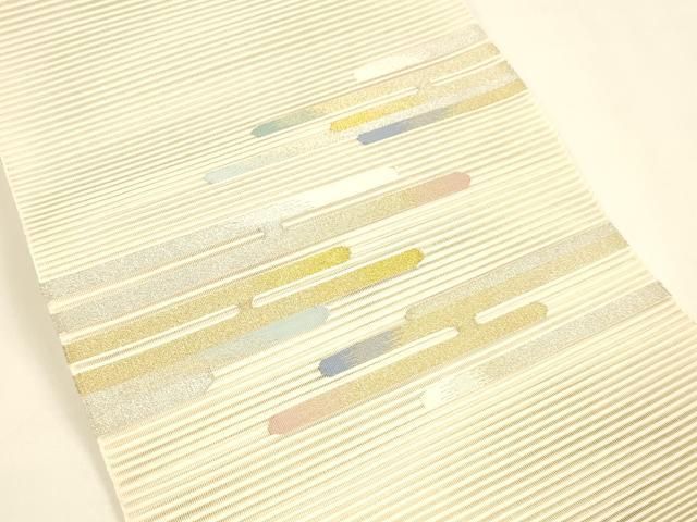 平和屋着物 夏物 八寸名古屋帯 絽綴れ 霞文 金銀糸 正絹 cm