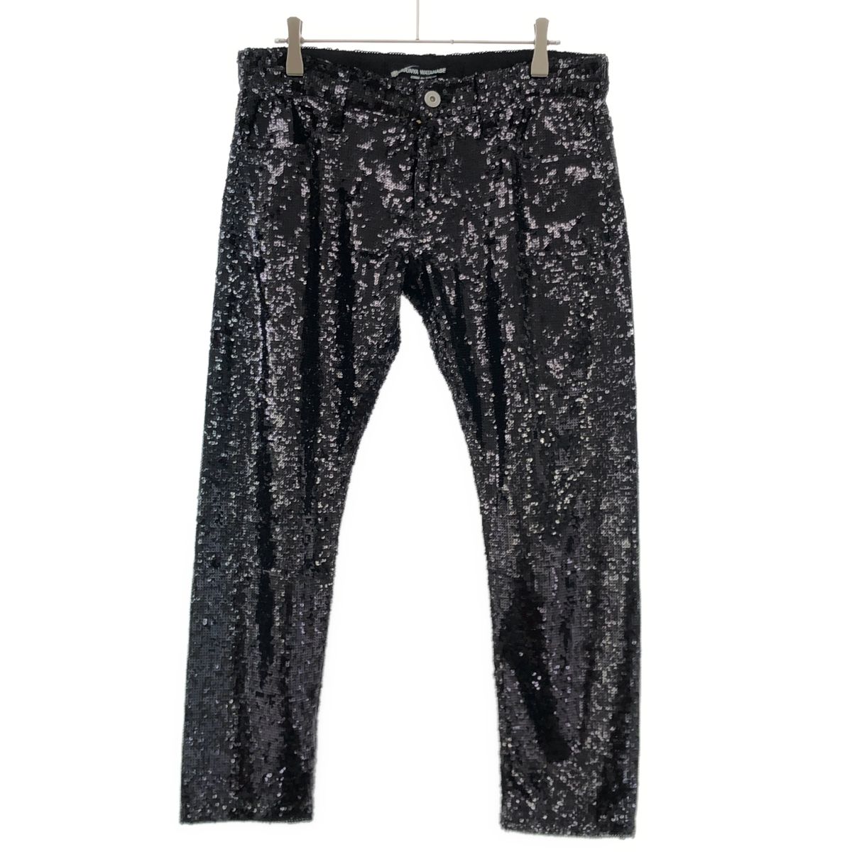 JUNYA COMME des GARCONS ジュンヤワタナベ コムデギャルソン 21 SS スパンコールテーパードパンツ JG-P 032 ブラック S