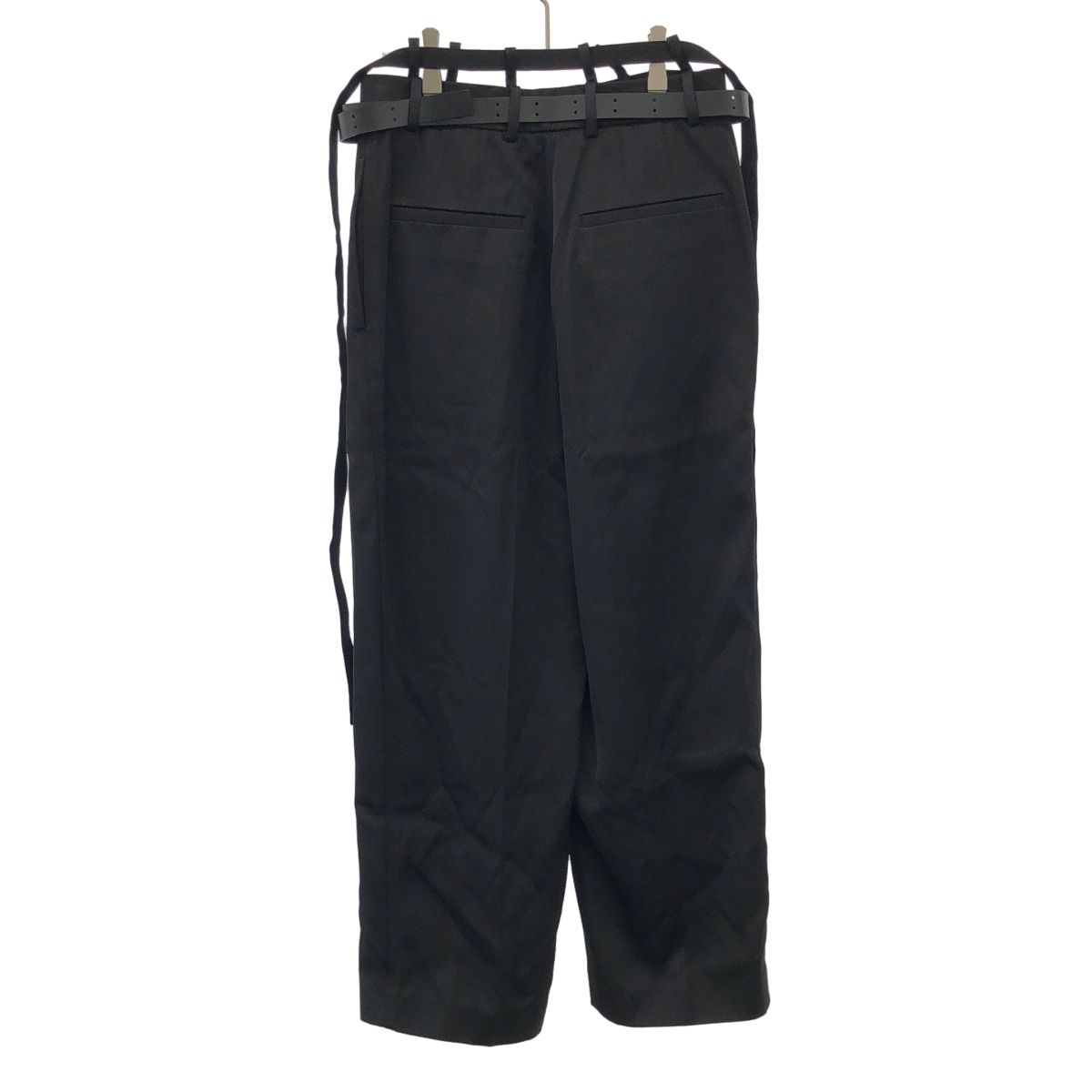 JIL SANDER ジルサンダー 24SS TROUSER 75 WLB AW 42 ベルテッドレーヨンツイルトラウザーパンツ J03KA0220 J65112 ブラック 32