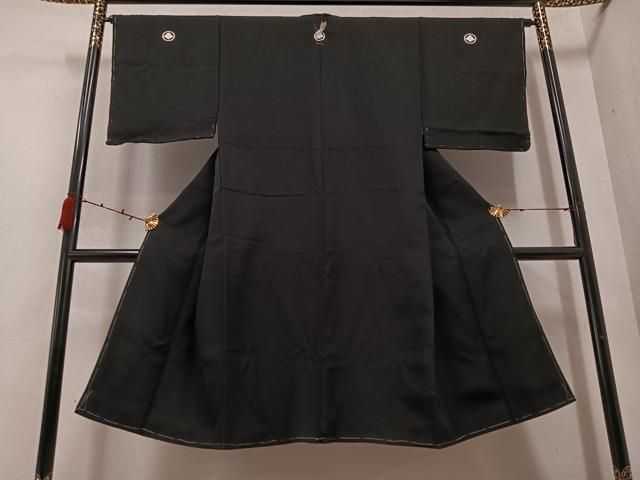 平和屋着物 男性 黒紋付 羽織セット 正絹 AABC8071ph