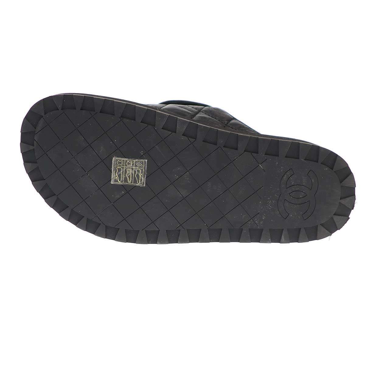 CHANEL シャネル CCターンロック マトラッセ レザーミュール シューズ