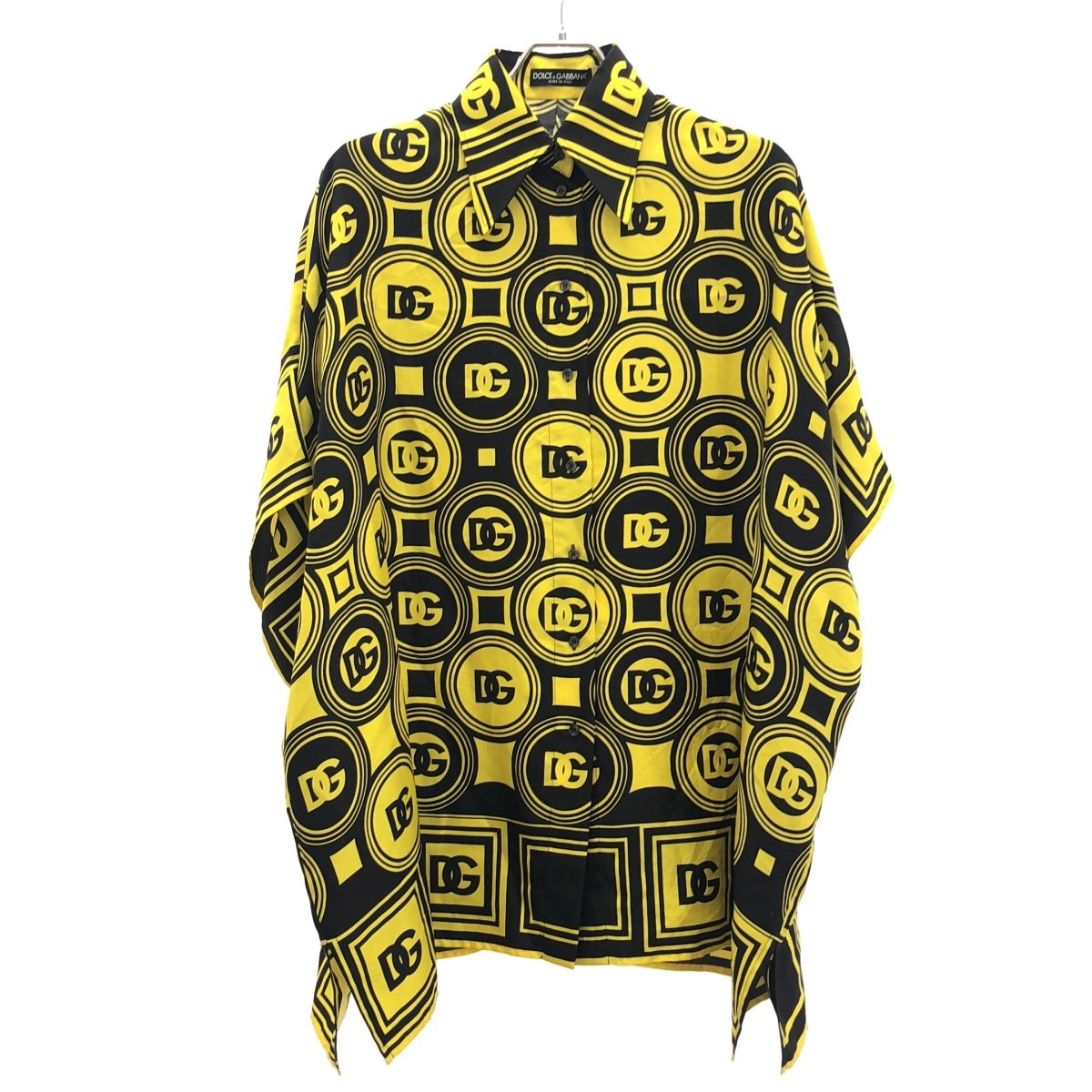 DOLCE-GABBANA ドルチェ&ガッバーナ 22SS オーバーサイズロゴシルクシャツ FH F5P44T FI18R G イエロー 36