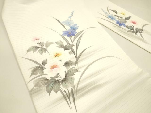 平和屋着物 夏物 九寸名古屋帯 手描き 草花文 cm