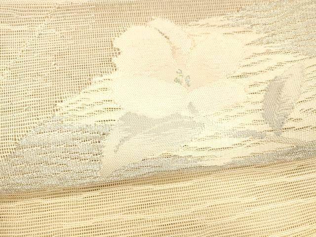  平和屋着物 夏物 西陣 老舗 渡文謹製 手織 八寸名古屋帯 流水花文 銀糸 証紙付き 正絹 cm 名古屋帯 帯