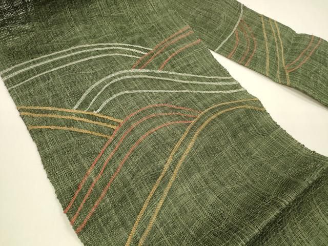 平和屋着物 夏物 八寸名古屋帯 流水文 金糸 正絹 cm