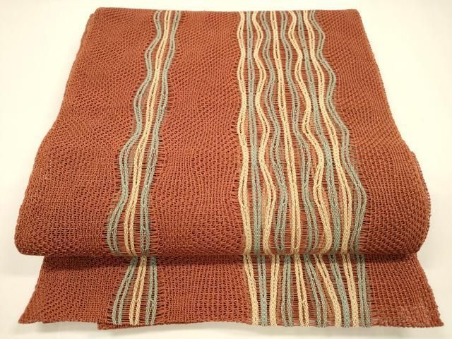 平和屋着物 夏物 八寸名古屋帯 よろけ縞 正絹 cm