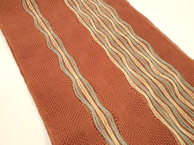 平和屋着物 夏物 八寸名古屋帯 よろけ縞 正絹 cm