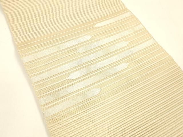 平和屋着物 夏物 八寸名古屋帯 絽綴れ 横段文 金銀糸 正絹 cm