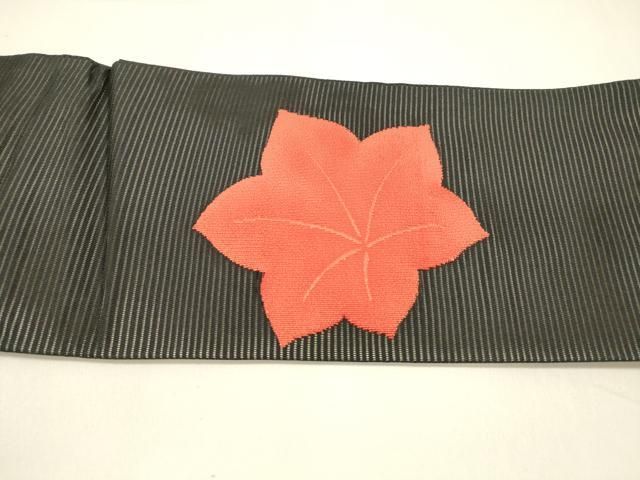  平和屋着物 夏物 九寸名古屋帯 舞葉文 黒地 銀糸 正絹 cm 名古屋帯 帯