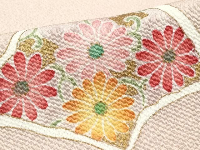  平和屋着物 上質な小紋 吉祥花文 金彩 鬼しぼ縮緬 正絹 vf 小紋 着物