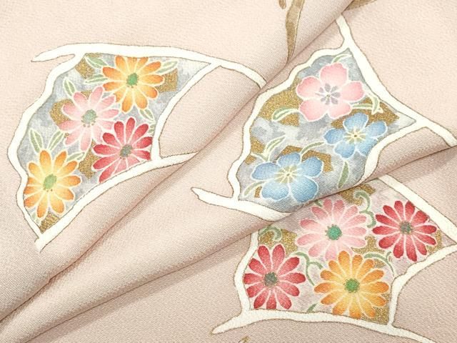 平和屋着物 上質な小紋 吉祥花文 金彩 鬼しぼ縮緬 正絹 vf