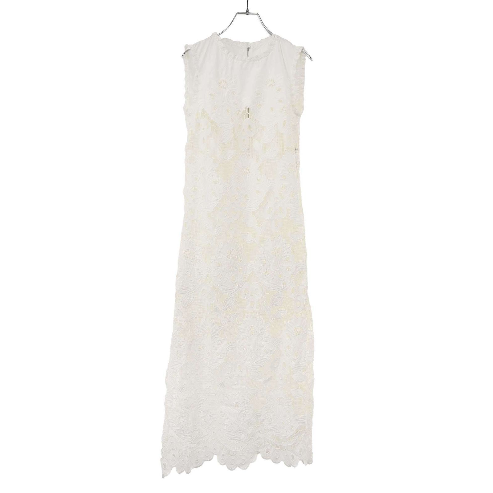 DOLCE-GABBANA ドルチェ&ガッバーナ 22SS ノースリーブレースドレスワンピース F6ZE8Z FG5AT ホワイト 36