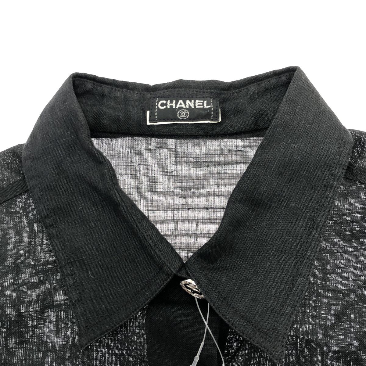 CHANEL シャネル ヴィンテージ ココマークボタンリネンシャツブラウス 