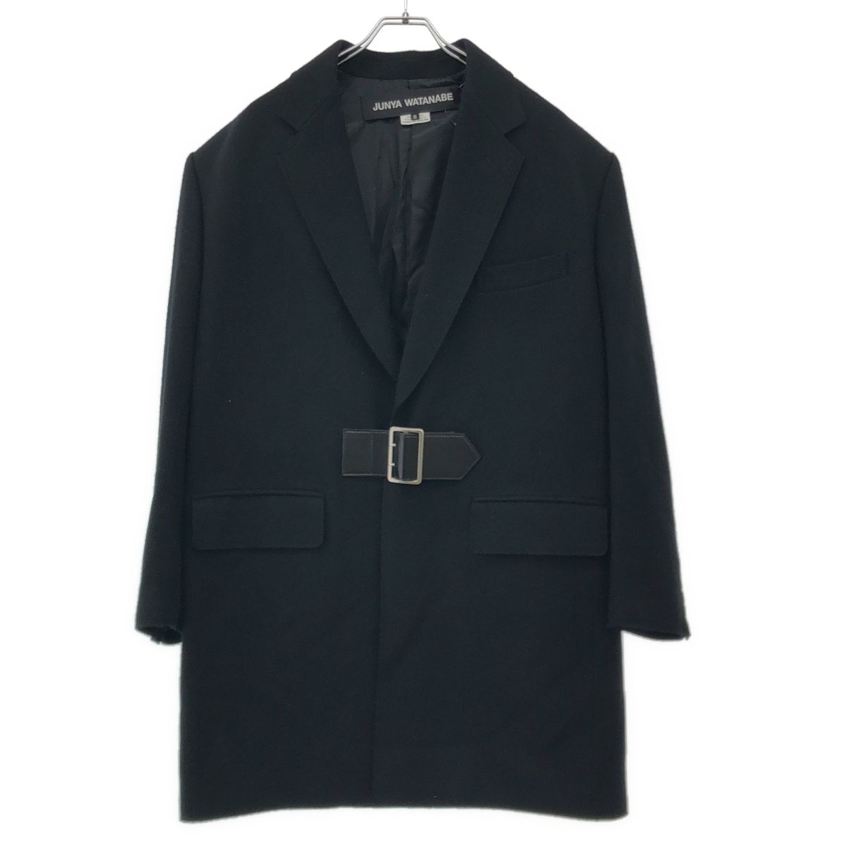 JUNYA COMME des GARCONS ジュンヤワタナベ コムデギャルソン 24 AW フェイクレザーパネルウールメルトンチェスターコート JN J 026 ブラック S