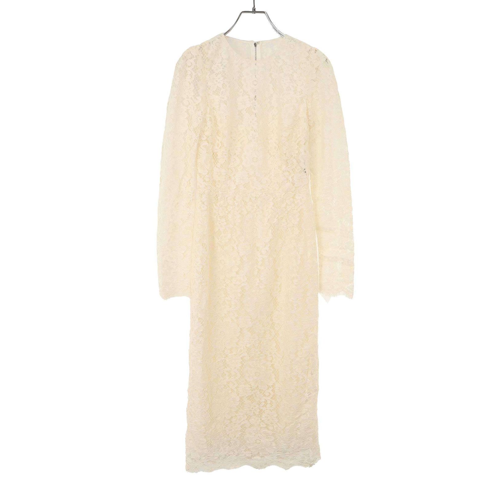 DOLCE-GABBANA ドルチェ&ガッバーナ フラワーレース ドレスワンピース F6VB8T HLMCK アイボリー 36