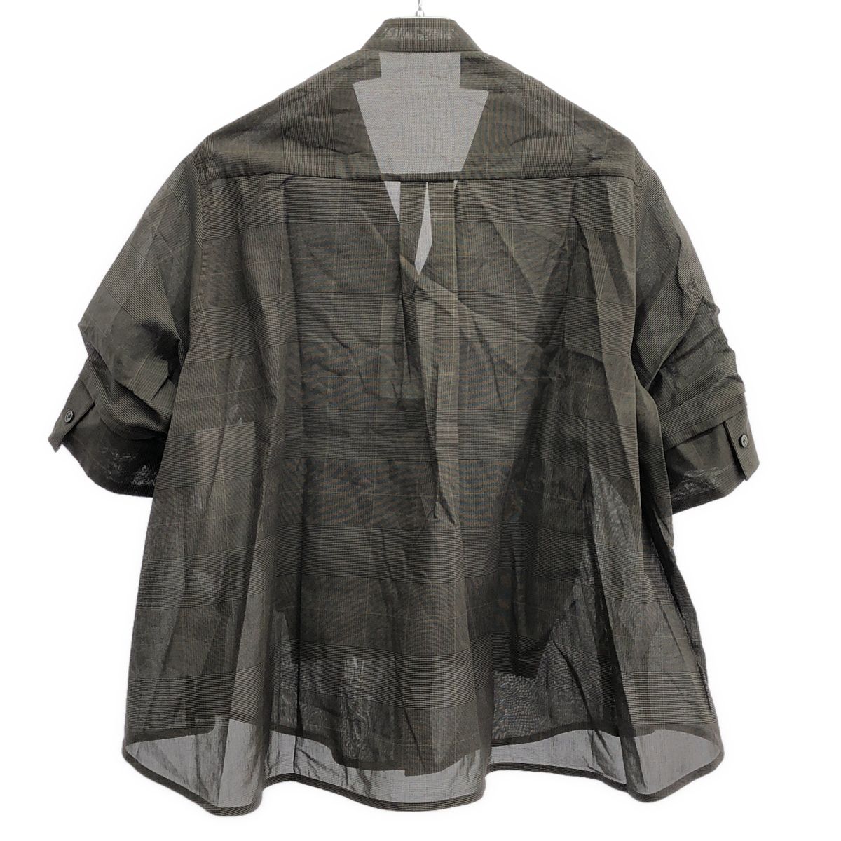 sacai サカイ 25SS sacai High Twist Voile x Knit Cardigan ショートスリーブカーディガン 25-07760 ネイビー×カーキグレー系 1