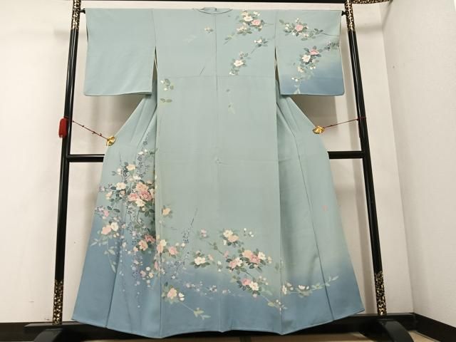 平和屋着物○十日町友禅作家 阿部佳雪 訪問着 枝花文 暈し染め 正絹