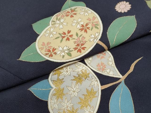 平和屋着物○訪問着 枝橘花文 金彩 鬼しぼ縮緬 正絹 逸品 CAAZ3312yc