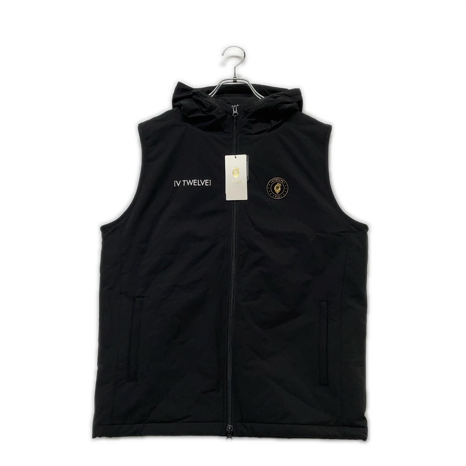 未使用品 メンズ ヴィ・トゥエルヴ V12 ベスト XL 黒 中綿入り ダブルジップ