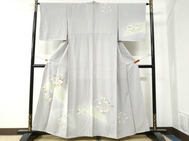 平和屋着物●訪問着　友禅　作家物　白山紬　草花文　大丸扱い　正絹　逸品　未使用　DAAV4872ud 平和屋着物○訪問着 友禅 作家物 草花丸文 暈し染め 正絹 逸品 未使用