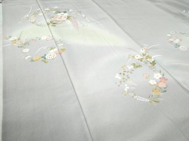 平和屋着物○訪問着 友禅 作家物 草花丸文 暈し染め 正絹 逸品 未使用