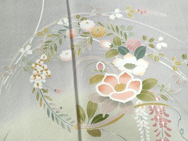 平和屋着物●訪問着　友禅　作家物　草花丸文　暈し染め　正絹　逸品　未使用　CAAZ3451yc 平和屋着物○訪問着 友禅 作家物 草花丸文 暈し染め 正絹 逸品 未使用