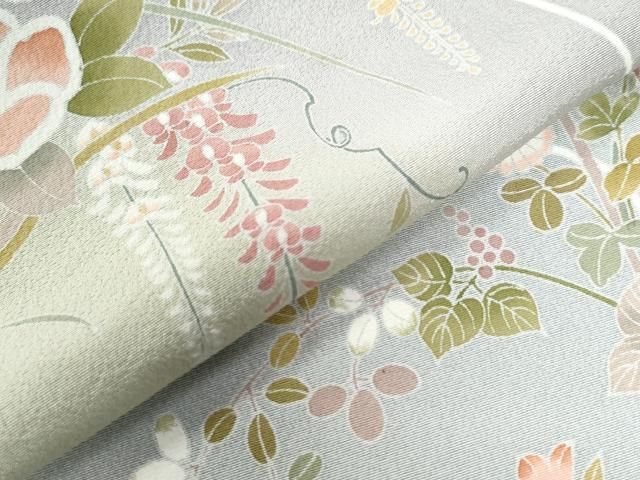 平和屋着物○訪問着 友禅 作家物 草花丸文 暈し染め 正絹 逸品 未使用