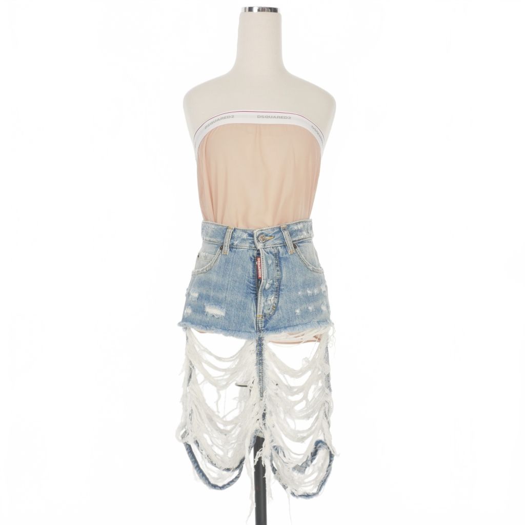 ディースクエアード DSQUARED2 23AW Super Destroyed Skirt デストロイ加工 デニムスカート 36 インディゴ S72FV0030 正規