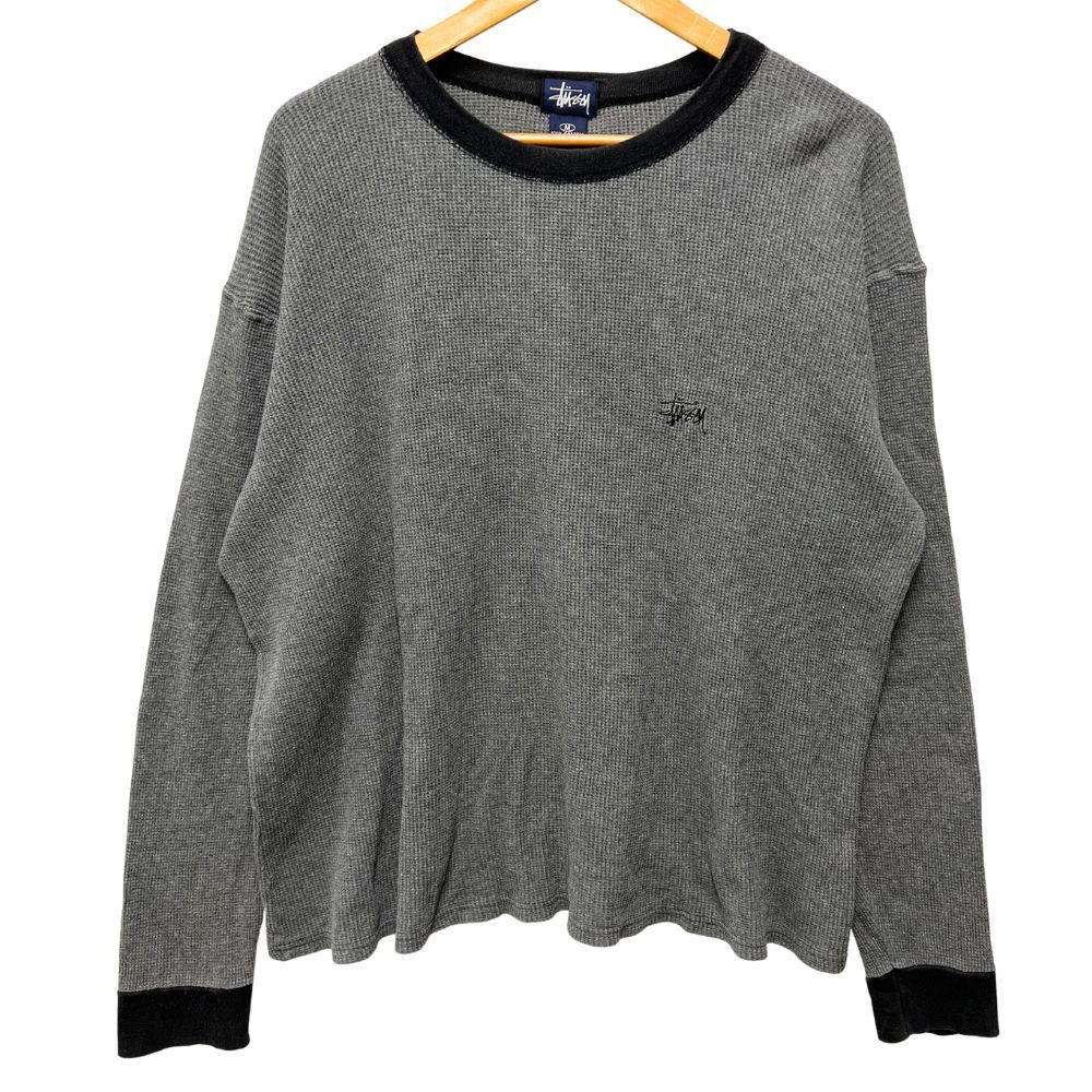 STUSSY ステューシー オールド サーマルロングカットソー 紺タグ USA製 グレー系 サイズ M 正規品 / 52764 STUSSY ステューシー オールド サーマルロングカットソー 紺タグ USA製
