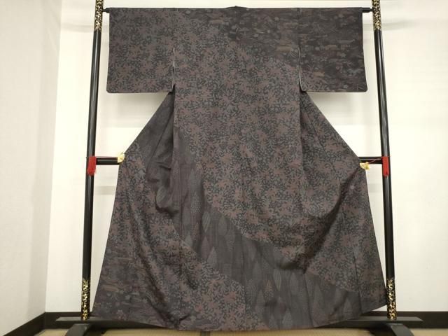 平和屋着物●二代目 川村久太郎　色留訪問着　紬地　草花文　正絹　逸品　AABD0926ck 平和屋着物○二代目 川村久太郎 色留訪問着 紬地 草花文 正絹 逸品