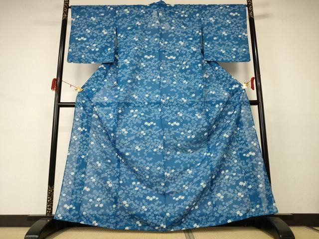 平和屋着物 夏物 小紋 絽 草花文 洗える着物 jd