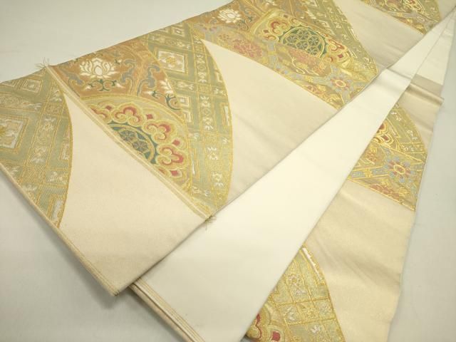 平和屋着物○西陣 川島織物 六通柄 本袋帯 正倉院花文 金糸 正絹 逸品