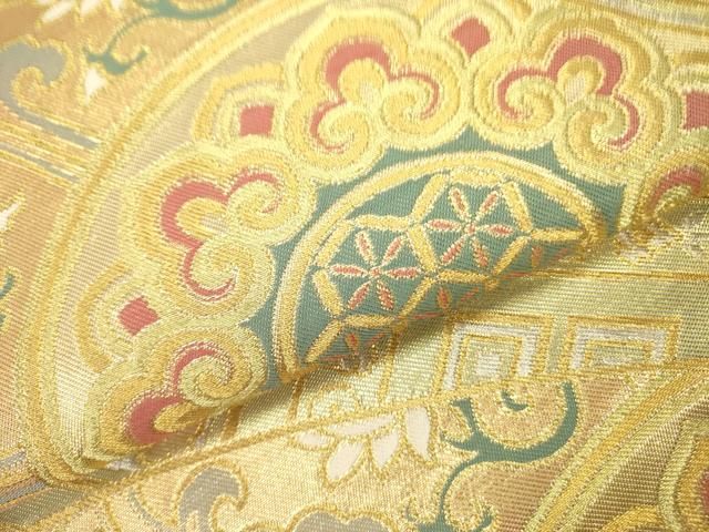 平和屋着物○西陣 川島織物 六通柄 本袋帯 正倉院花文 金糸 正絹 逸品