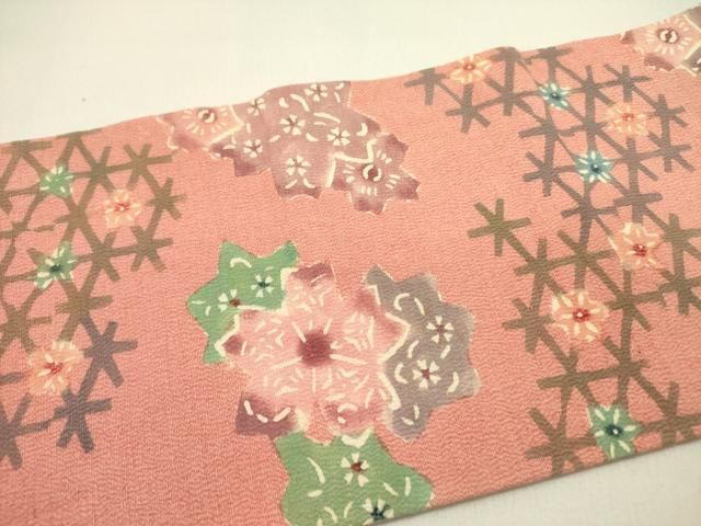  平和屋着物 九寸名古屋帯 型染 草花文 正絹 op 名古屋帯 帯