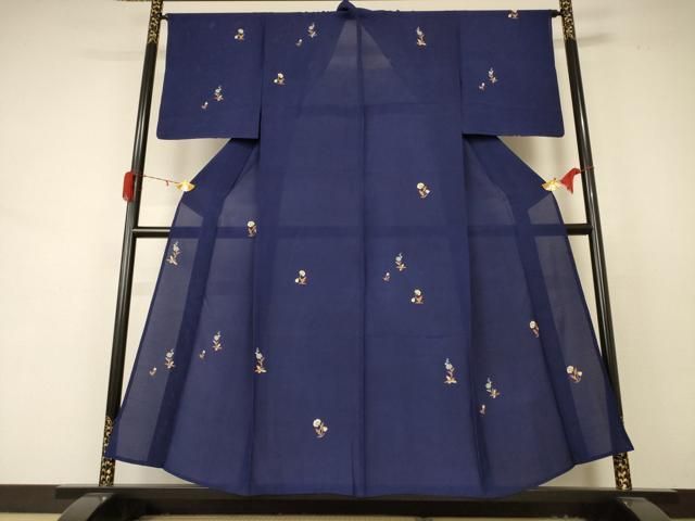 平和屋着物 夏物 小紋 絽 草花文 正絹 jd