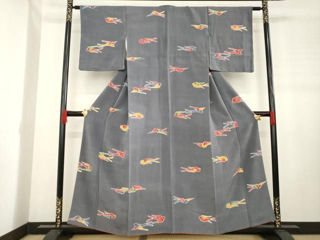 平和屋着物 上質な小紋 型染め 飛鳥文 鬼しぼ縮緬 正絹 ck