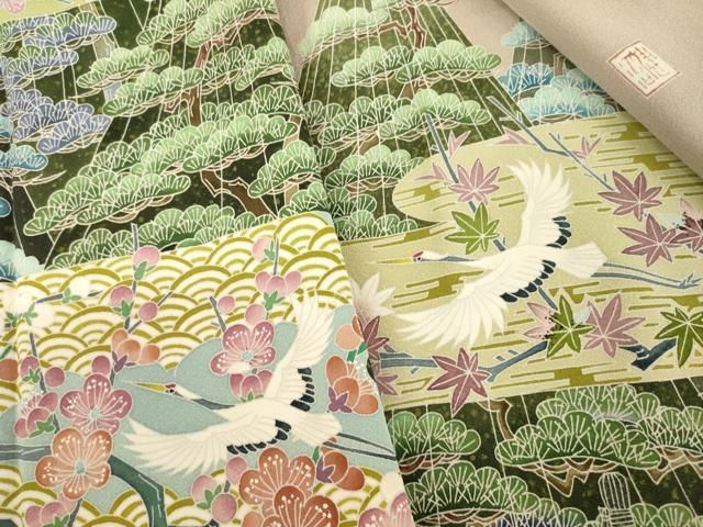 飛鶴吉祥文 正絹