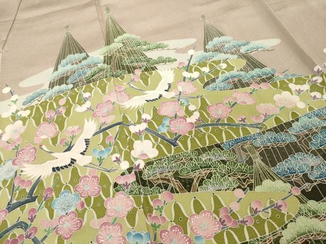  平和屋着物 本加賀友禅作家 毎田健治 色留袖 飛鶴吉祥文 正絹 ck 黒留袖 着物