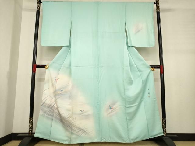 平和屋着物●染色作家　草野一騎　訪問着　舞蝶文　暈し染め　銀彩　正絹　逸品　AABD4385ck 平和屋着物○染色作家 草野一騎 訪問着 舞蝶文 暈し染め