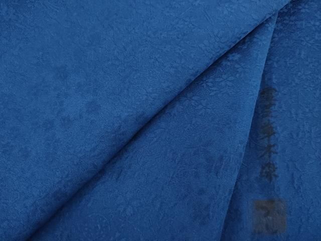 平和屋着物○上質な色無地 霊芝草木染 小花地紋 濃藍色