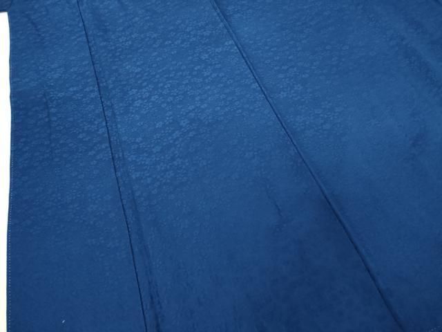 平和屋着物○上質な色無地 霊芝草木染 小花地紋 濃藍色 正絹 逸品