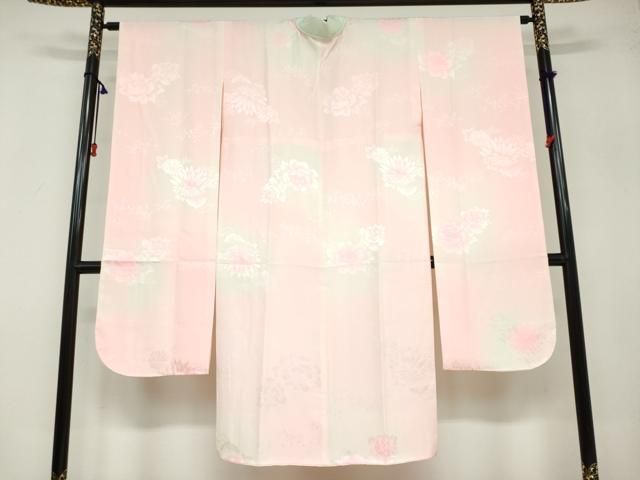 平和屋着物 振袖用長襦袢 袷 草花地紋 暈し染め 半衿刺繡 正絹 ud