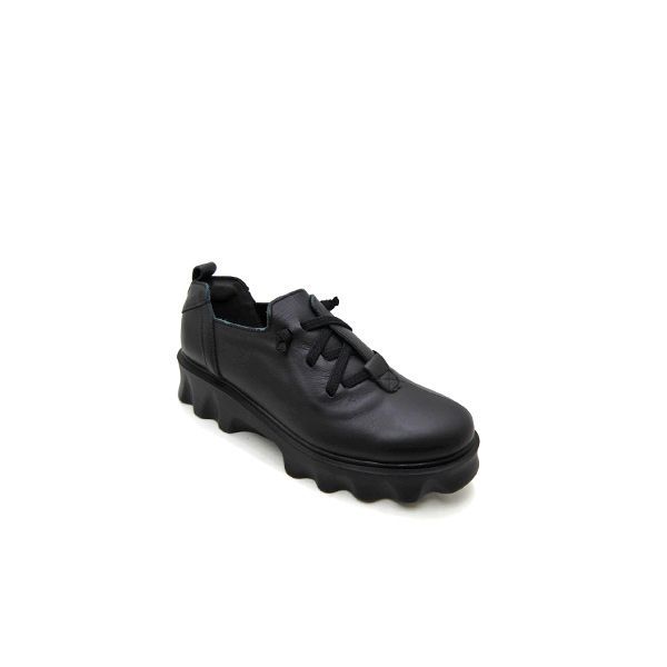 カジュアルシューズ レディース 本革 靴 黒 幅広 4 E Put s プッツ 24588 ブラック 履きやすい 脱ぎ履き簡単 ゴム付き 厚底 秋 冬